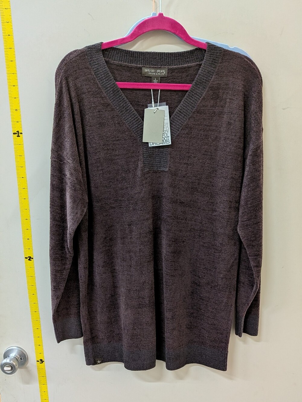 Barefoot Dreams Cozy Chic Ultra Light V- Neck Color Block Sweater